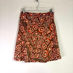 Toad&Co A-Line Skirt with Brown and Pink Geometric Pattern Size Small KK0717
